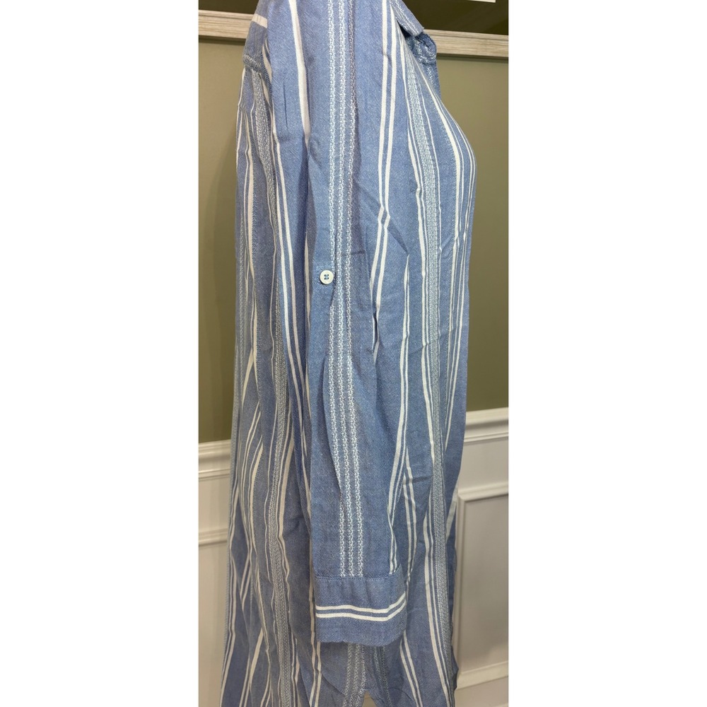 Tommy Bahama Blue White Striped Button Down Midi Shirt Dress Small SS500304 - Picture 6 of 11